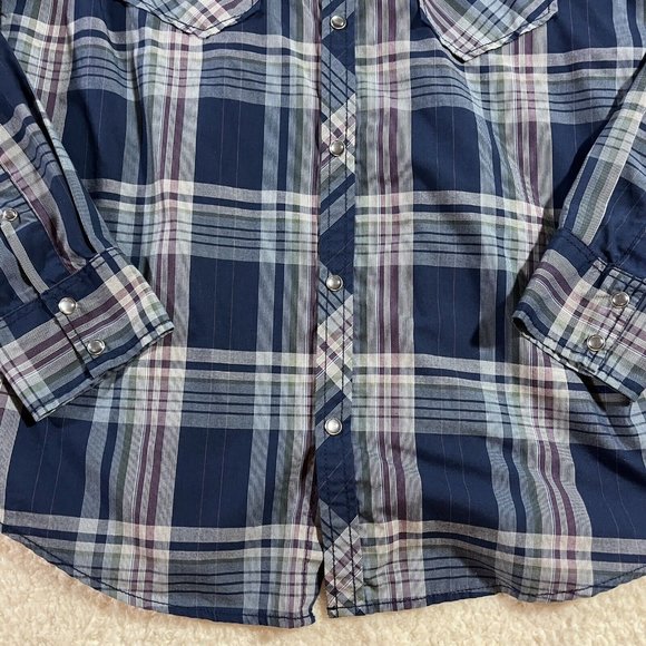 International Concepts Shirt Men's Medium Blue Pearl Snap Button Up - Picture 2 of 8